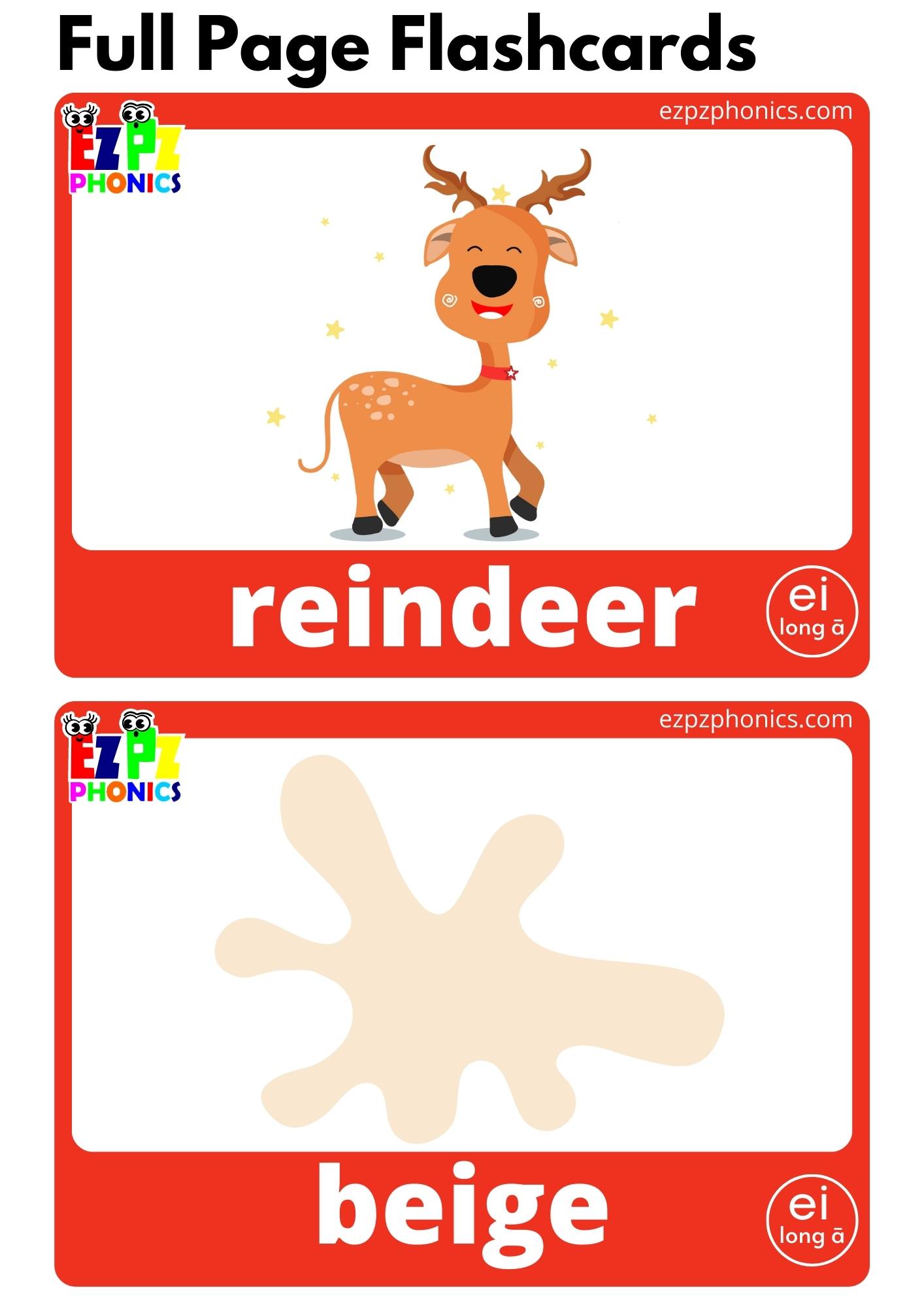 ei Long A Vowel Words Flashcards - ezpzphonics.com